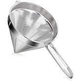 New Star Foodservice 34196 Stainless Steel China Cap Strainer, 7-Inch | 18/8 Stainless Steel, Coarse Mesh, Commercial-Grade