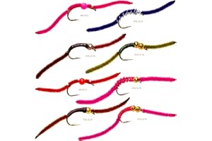 ROKC Favorite Fly Fishing Flies Assortment | Dry, Wet, Nymph, Bunny Muddler, Caddis, Worm Flies | Trout, Bass, Steelhead Fishing Lure Set