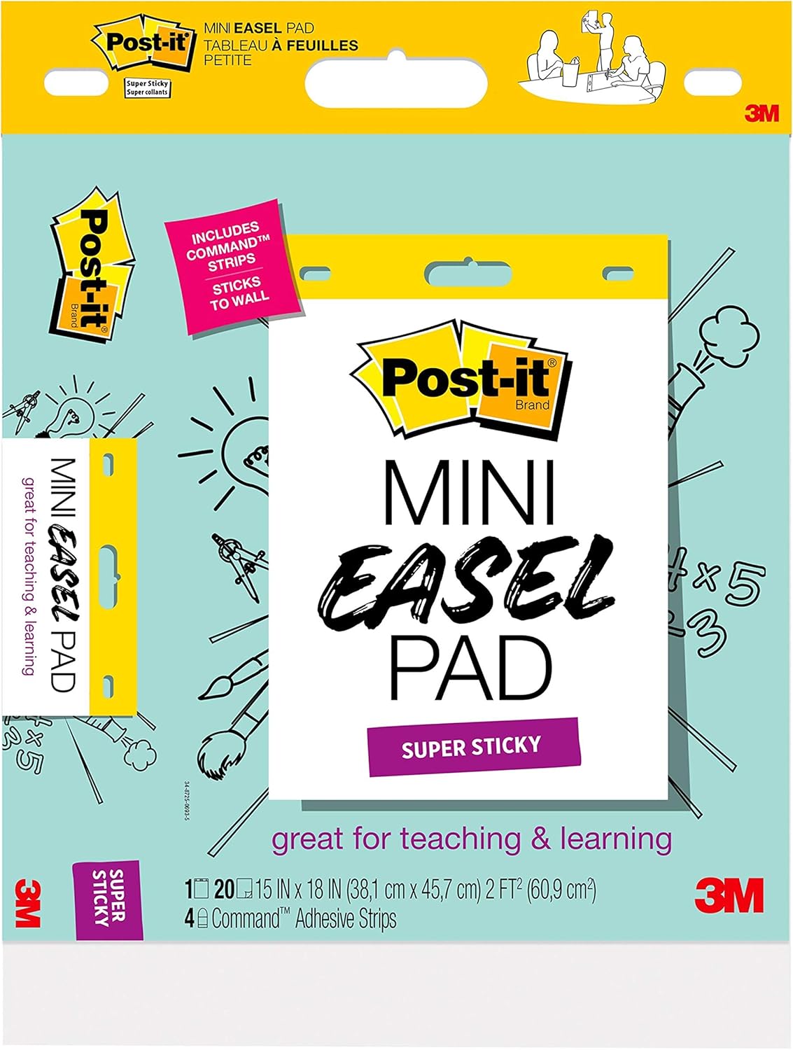 Post-it Super Sticky Mini Easel Pad, 15 x 18 inches, 20 sheets/pad, 6 pads, White Drawing Pad and Self Stick Flip Chart Paper (577SS-6) : Office Products