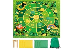 Cinrobiye St Patricks Day Party Games 4.9 ft Giant Outdoor Lawn Bean Bag Toss Game Shamrock Fun Party Games for Family Party 