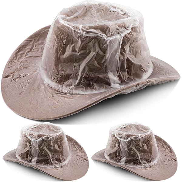 2729 20pcs Cowboy Hat Protector - Dust & Waterproof Cover, Transparent Cowboy Hat Cover - Vinyl Transparent Cowboy Hat Protector  main image 2