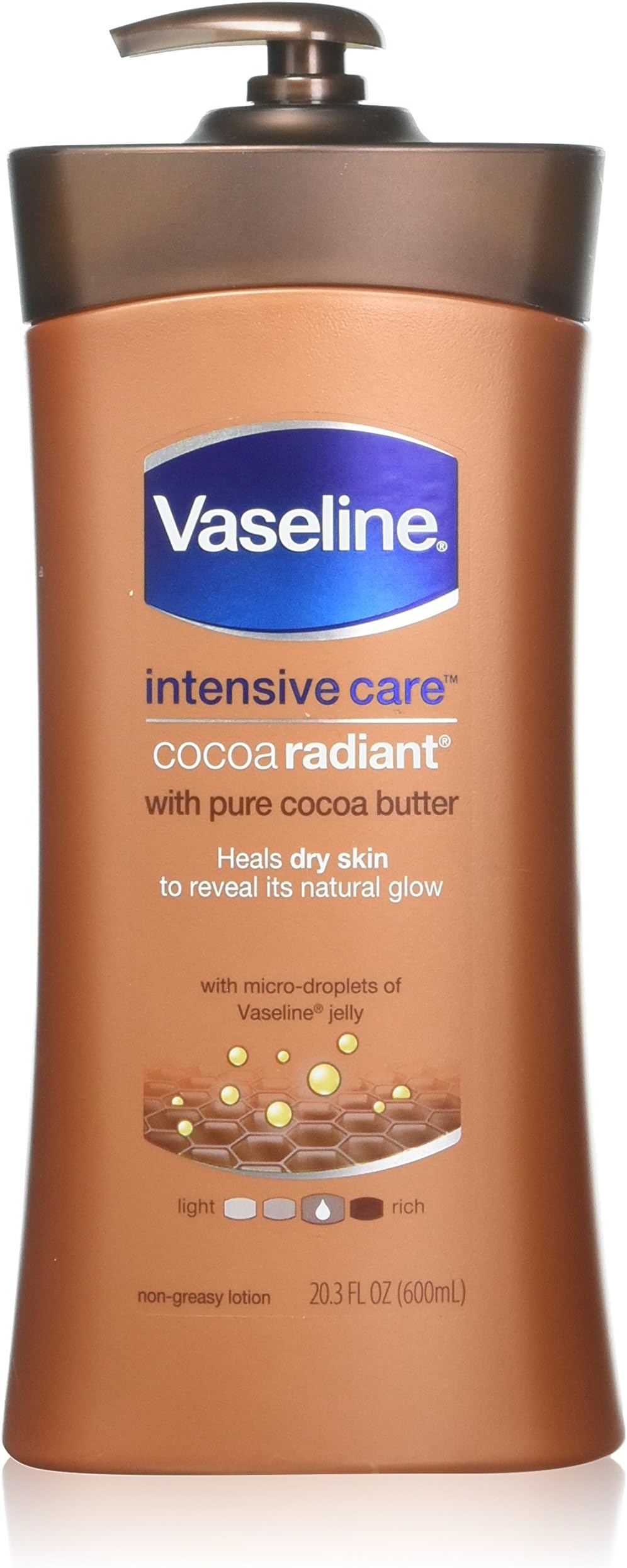 Vaseline Total Moisture Cocoa Radiant Lotion 600ml Pump Intensive Care Skin Soft