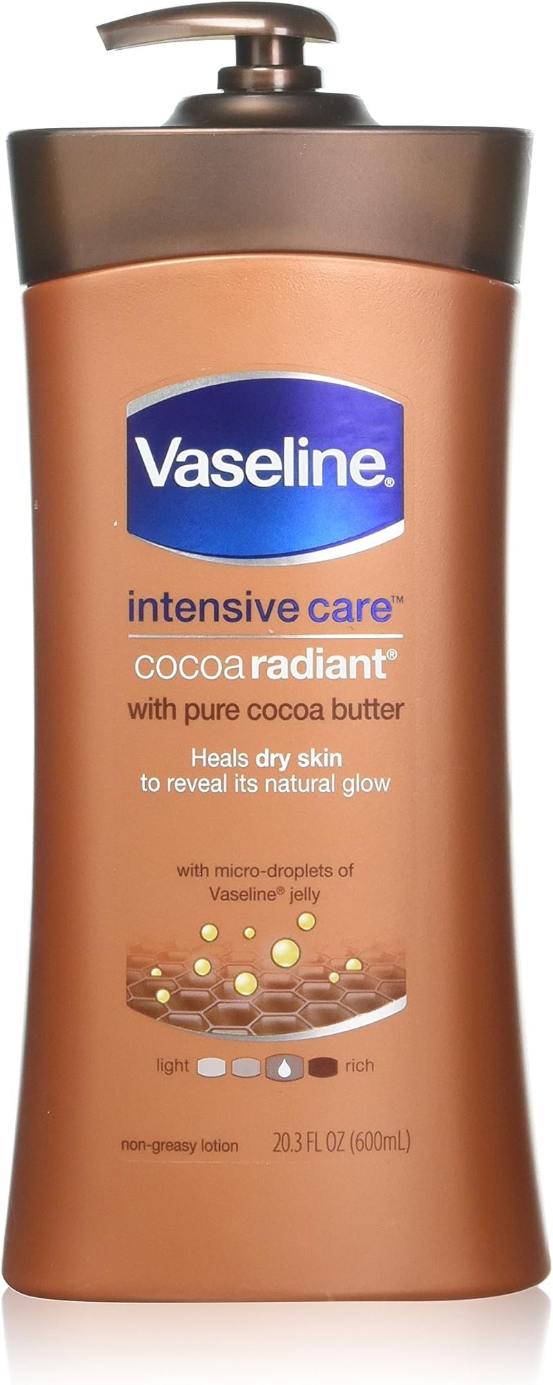 Vaseline Total Moisture Cocoa Radiant Lotion 600ml Pump Intensive Care Skin Soft