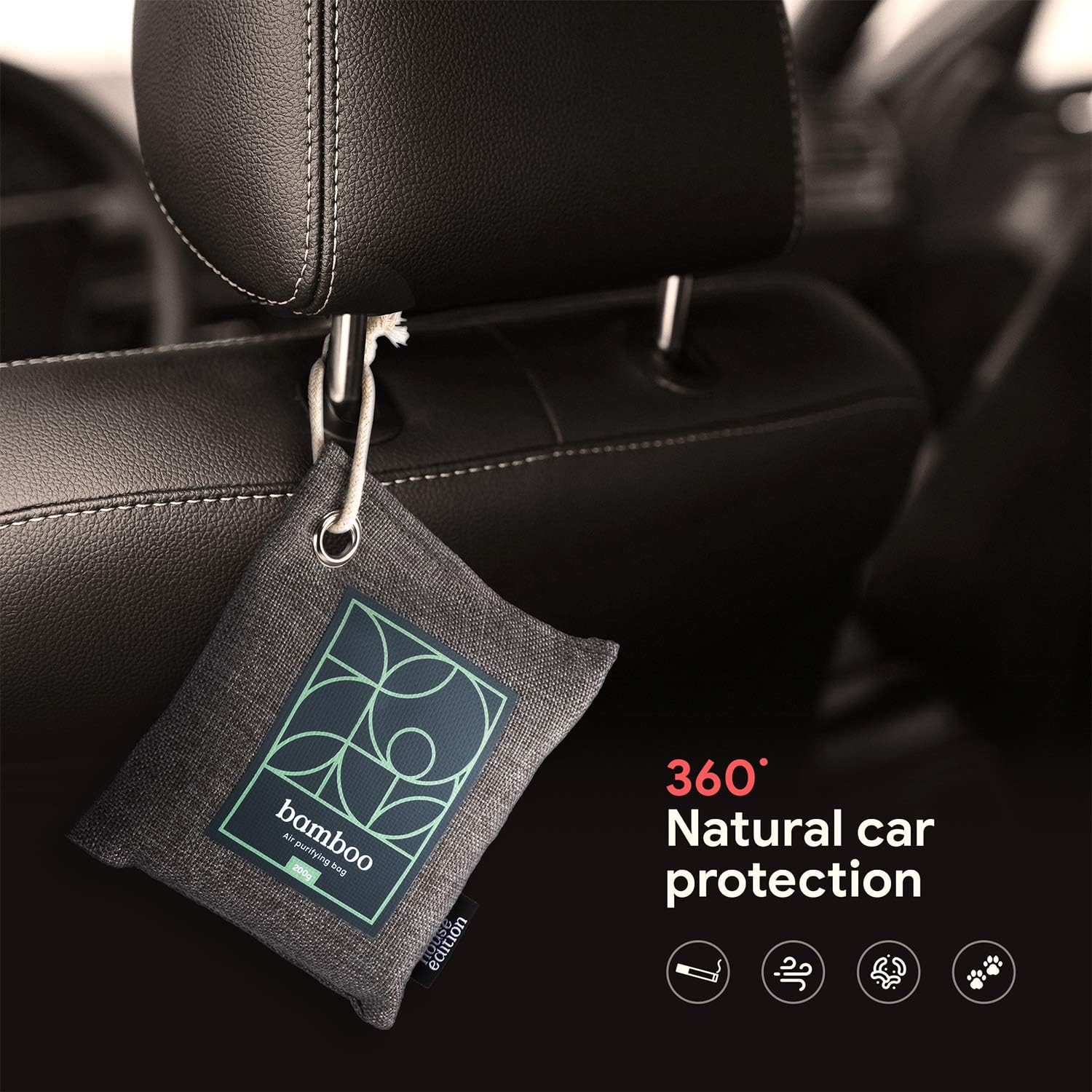 Bamboo Charcoal Air Purifying Bag 4-Pack – Naturally Freshen Air with Powerful Activated Charcoal Bags Odor Absorber – Kid and Pet-Friendly Air Fresheners for Home or Car by House Edition, 4x200g: Kitchen & Dining