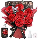 Casaido Preserved Flowers for Delivery, 7 Red Roses Bouquet, Birthday Gifts for Women, Valentines Day Rose Gifts for Mom Wife Girlfriend, Forever Real Flowers for Christmas Anniversary