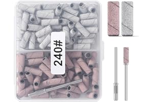 Oranllow 110pcs Small Sanding Bands Nail Drill Bits with 3.1mm Mandrel Nail Bit, 240 Fine Grit Nail File for Acrylic Nails Gel Manicures and Pedicures Salon (Zebra+Pink, 240 Grit)