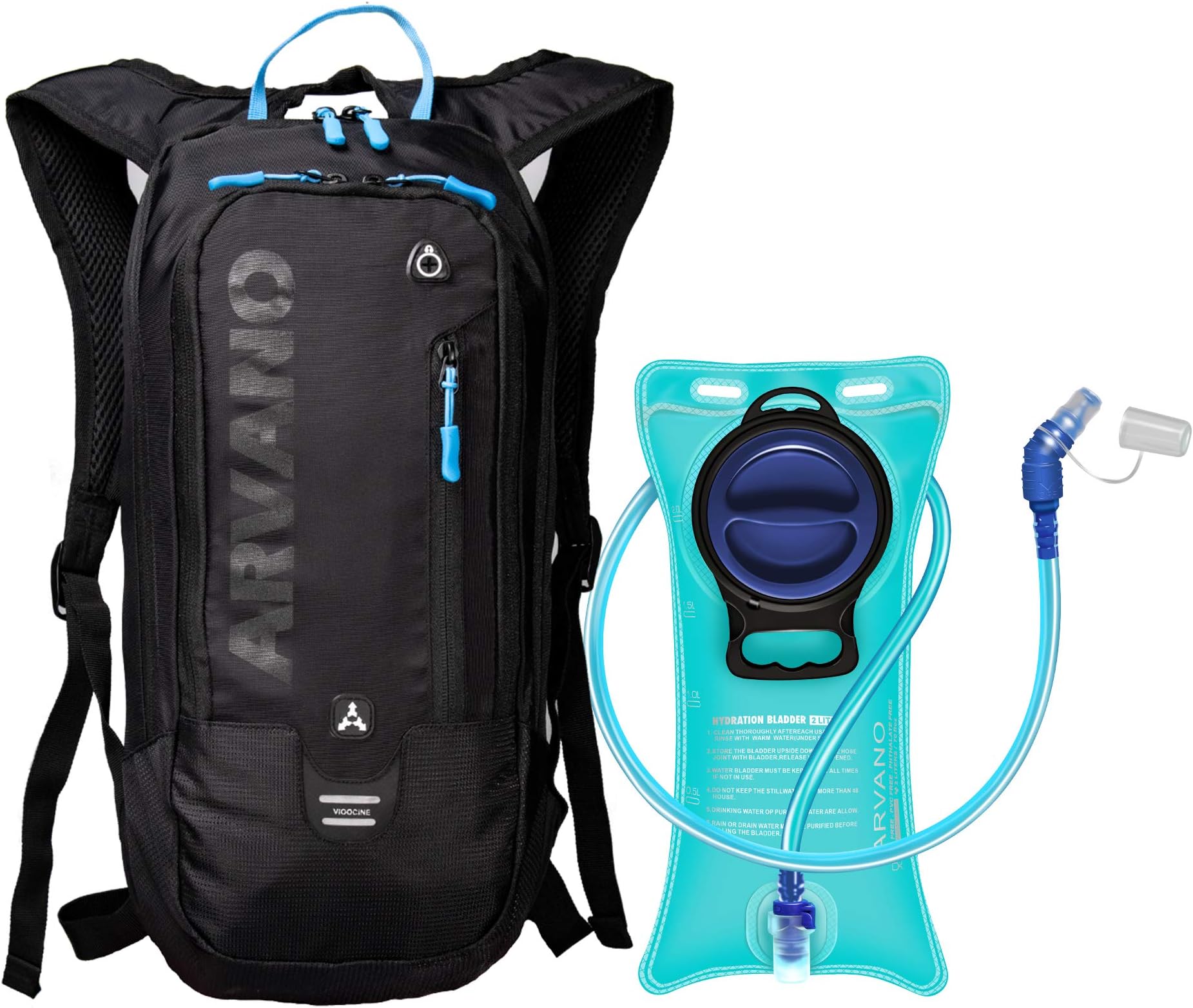Arvano Hydration Backpacks, 6L Mini Hydration Pack with 2L Water Bladder Lightweight Cycling Bike Backpack Ski Rucksack Biking Bag, Breathable mtb Backpack for Running Skiing fits man women
