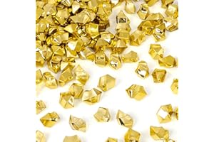 DomeStar 150PCS Fake Gold Ice, Acrylic Ice Fake Plastic Gold Nuggets Rocks Gems Marble Vases Fillers for Table Scatter Birthday Wedding Party Decoration