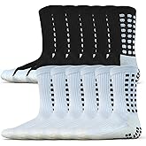 KEESOX 6 Pairs Soccer Grip Socks | Non-Slip Athletic Socks for Football, Basketball, Running | Men & Women
