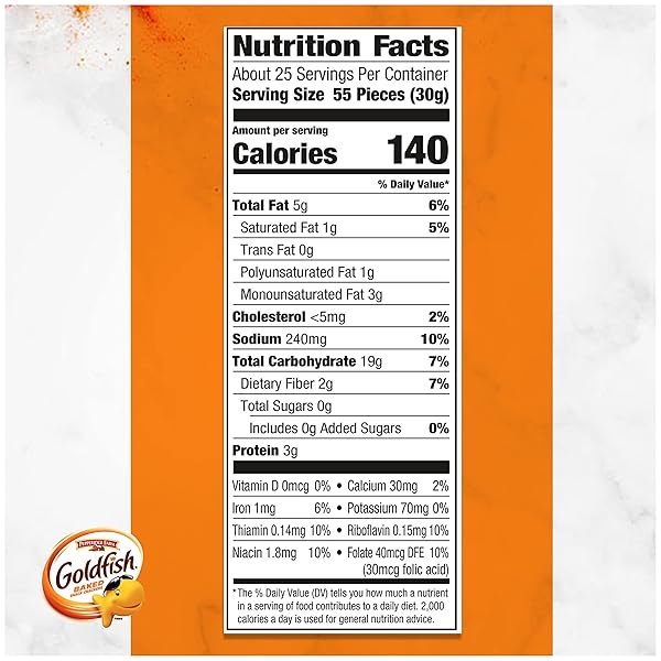 GOLDFISH CHEDDAR CHEESE CRACKERS, BAKED WITH WHOLE GRAIN, 27.3 OZ CARTON