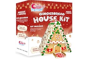SARAH'S CANDY FACTORY Gingerbread House Kit 1.6 Lbs– Holiday Cookie Decorating Kit with Icing & Candies – Christmas DIY Activity for Kids & Adults – Pre-Baked Panels – Assembly Required (Large)