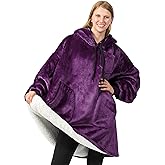 PAVILIA Blanket Hoodie for Women, Sherpa Wearable Blanket Men, Oversized Sweatshirt Blanket, Fleece Hooded Blanket Sweater