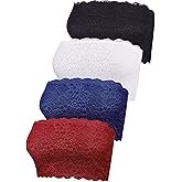 Boao 4 Pieces Women Lace Bandeau Bra Tube Top Cleavage Cover Elastic Strapless No Sponge Pad No Underwire Bra for Daily Favor