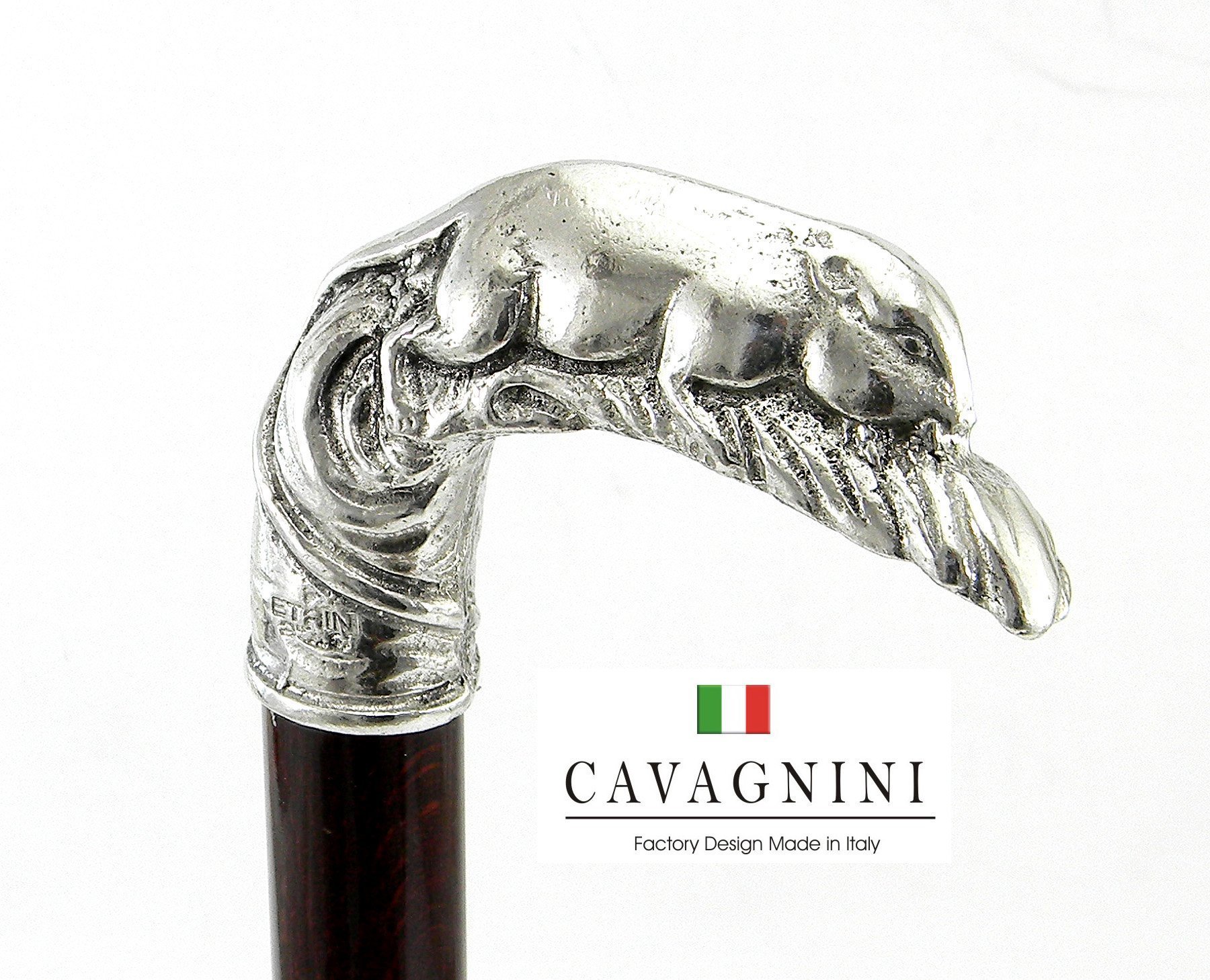 Walking Stick Mouse CAVAGNINI Personalized Beech Wood & Pewter Handle, Max Length 38.5", 5 Colors, Custom Engraving, Vintage Gift for Elderly Men Women, Christmas Ceremony Gentleman Style