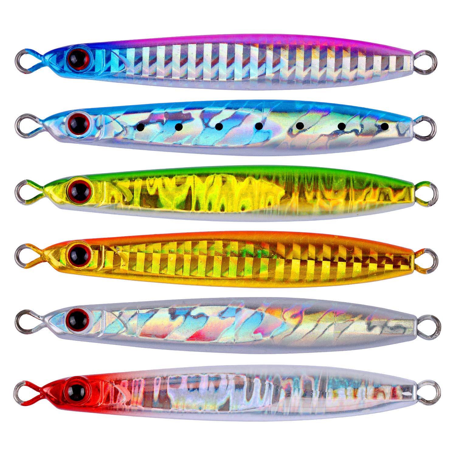Goture Saltwater Lead Vertical Jigs, Artificial Bait Boat Fishing Lures Jigging Lures - 0.7oz Multi Colors Vertical Jigs, Pack of 6