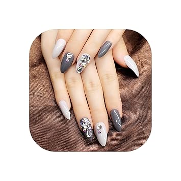 Get Amazon Com 24pcs Set Long False Nails High Ranking Gray 3d Bling Free HD Wallpaper Amazon Com 24pcs Set Long False Nails High Ranking Gray 3d Bling For iPhone Free