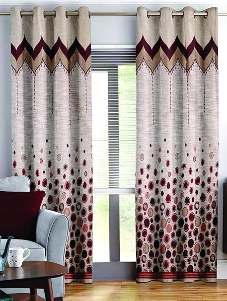 Story Home Set Of 2 Pcs Combo Jacquard Multi Eyelet Ringtop Fancy
