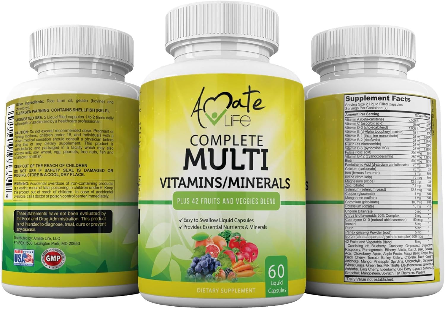 Multivitamins / Minerals Capsules with Zinc and Premium 42 Fruits and