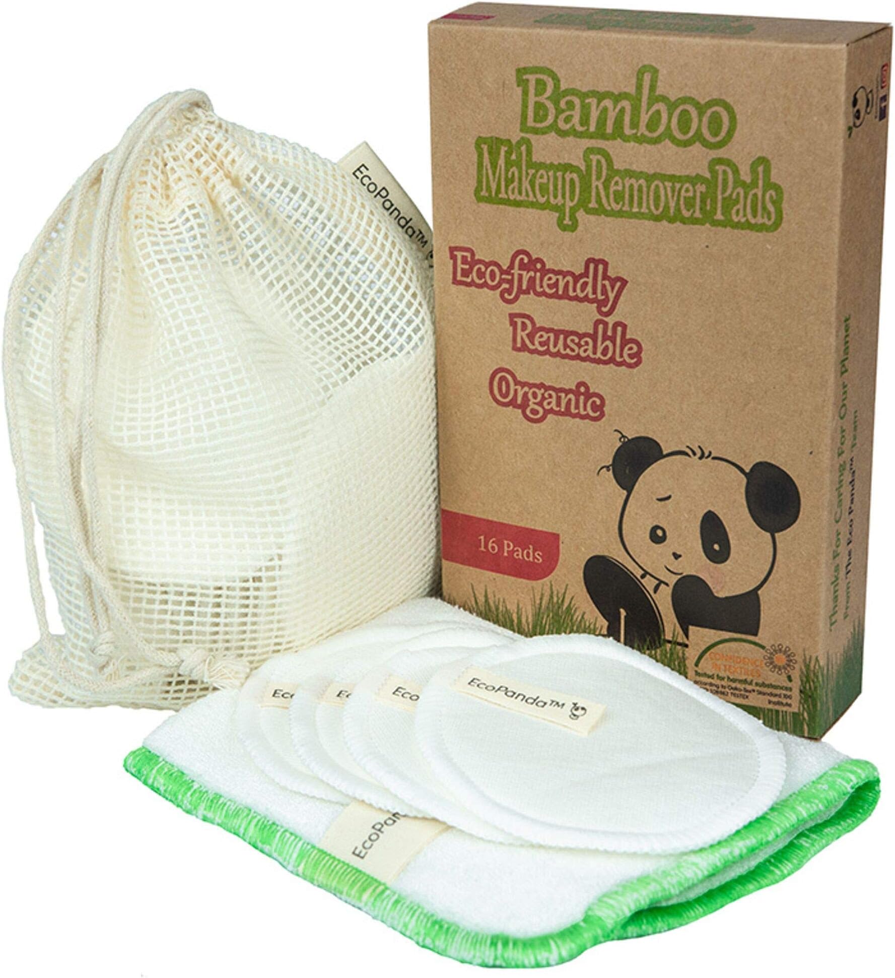 Reusable Make Up Remover Pads | 16 Bamboo Removal Pads with Laundry Bag and Face Cloth | Washable and Eco Friendly | Face Cleaner Eye Make Up Remover Pads | Zero Waste Organic Cotton Pads