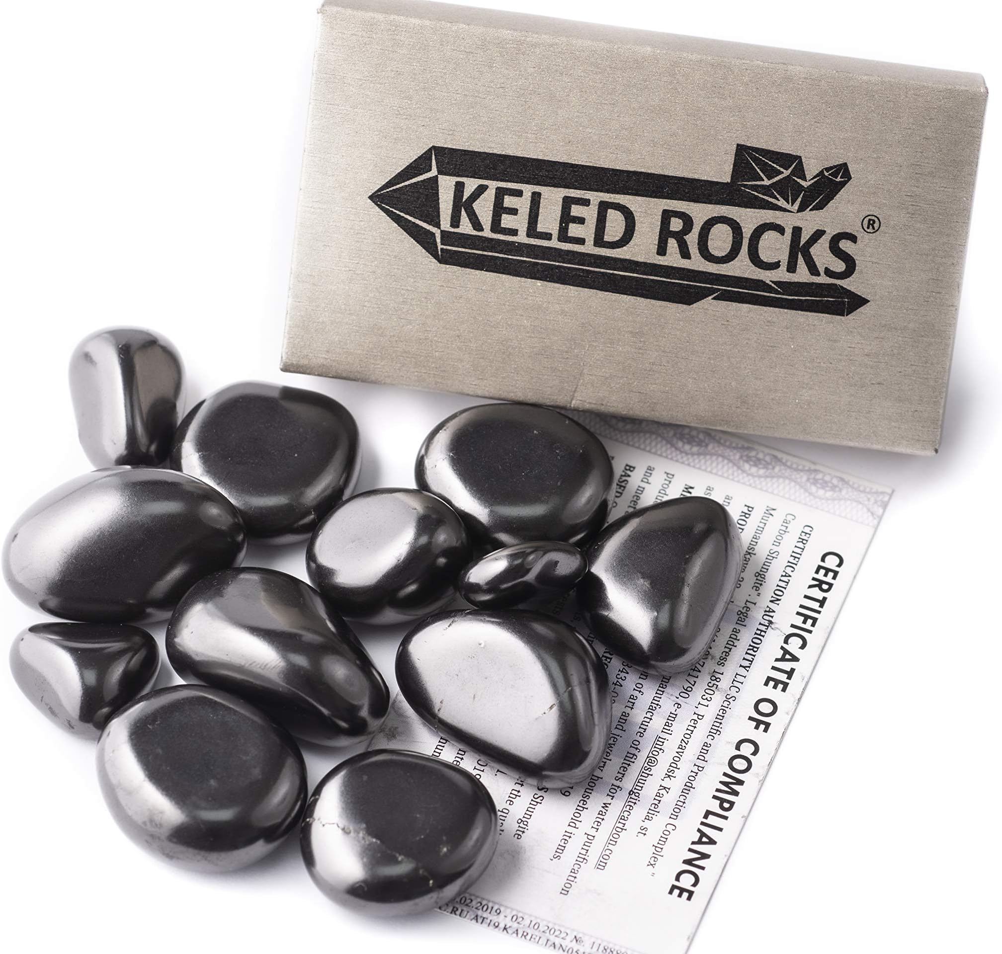 Tumbled Shungite Stones - Polished Gemstone Supplies for Reiki and Energy Crystal Healing - 1/4 lb