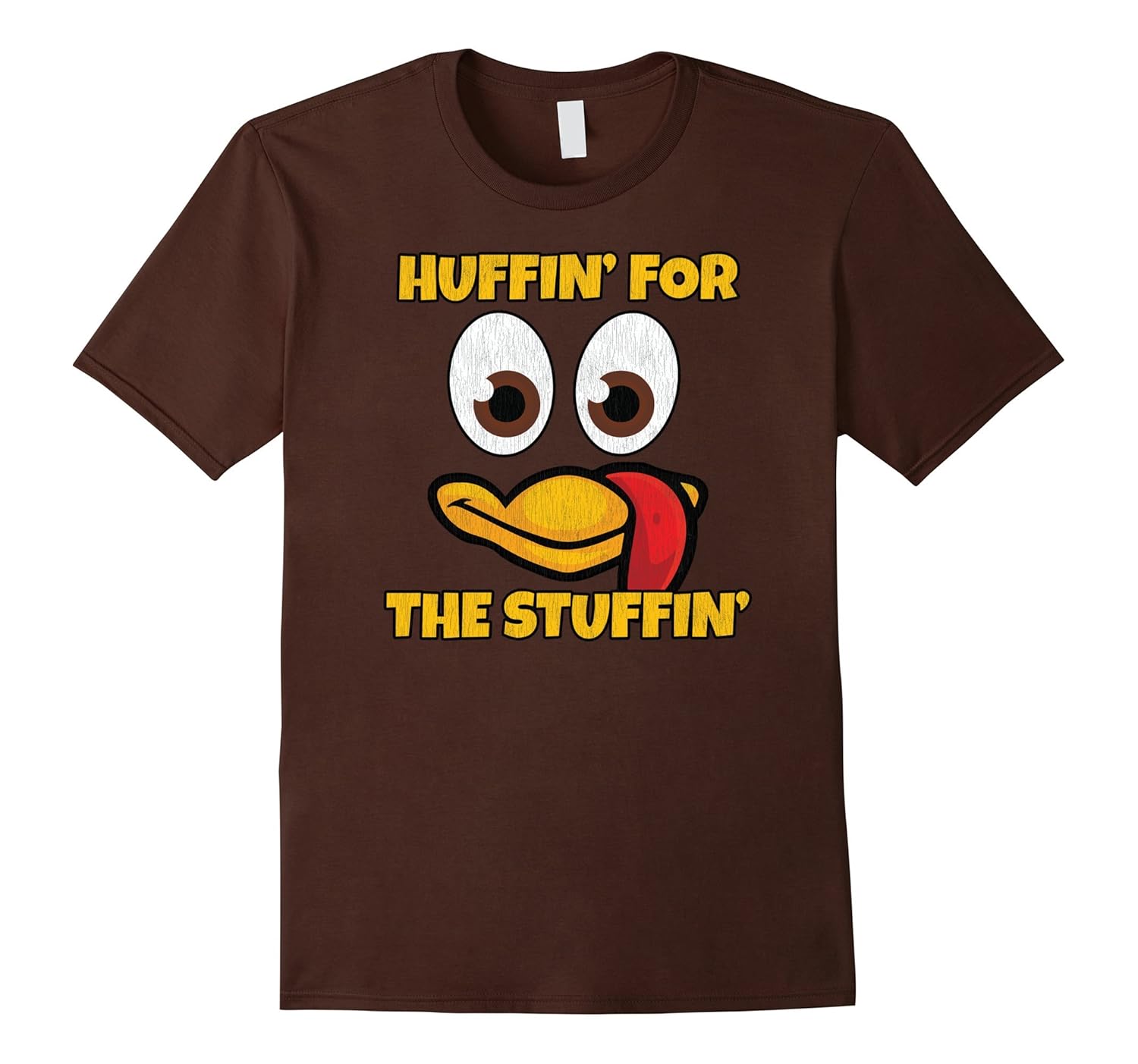 Huffin For The Stuffin Turkey Face Turkey Trot T-Shirt-Rose