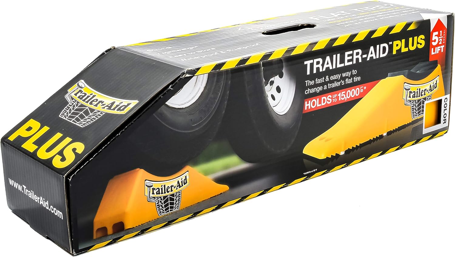 Trailer Aid "Plus Tandem Tire Changing Ramp - The Fast and Easy Way to Change a Trailer's Flat Tire - Holds up to 15,000 lbs- Features a 5.5-Inch Lift - Yellow (21002): Automotive
