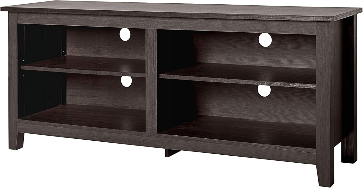 Walker Edison Furniture Minimal Farmhouse Wood Universal Stand for TV's up to 64" Flat Screen Living Room Storage Shelves Entertainment Center, 58 Inch, Espresso: Furniture & Decor