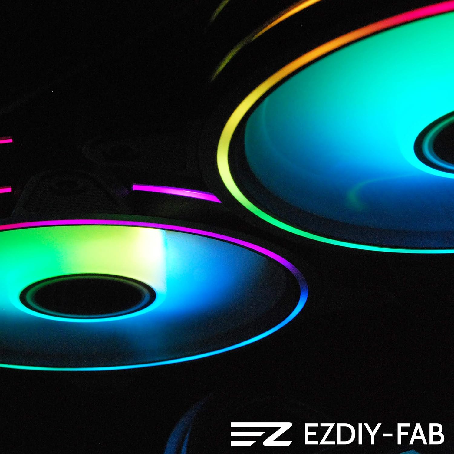 EZDIY-FAB Moonlight 120mm RGB PWM Case Fan with RGB PWM Fan Hub,5V Motherboard Sync,ARGB Computer Fan,Multiple Light Modes-5 Pack - Image 3