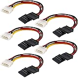 JacobsParts 5-Pack Molex To SATA Power Cable Splitter - 8 Inch 18AWG Extension Adapters