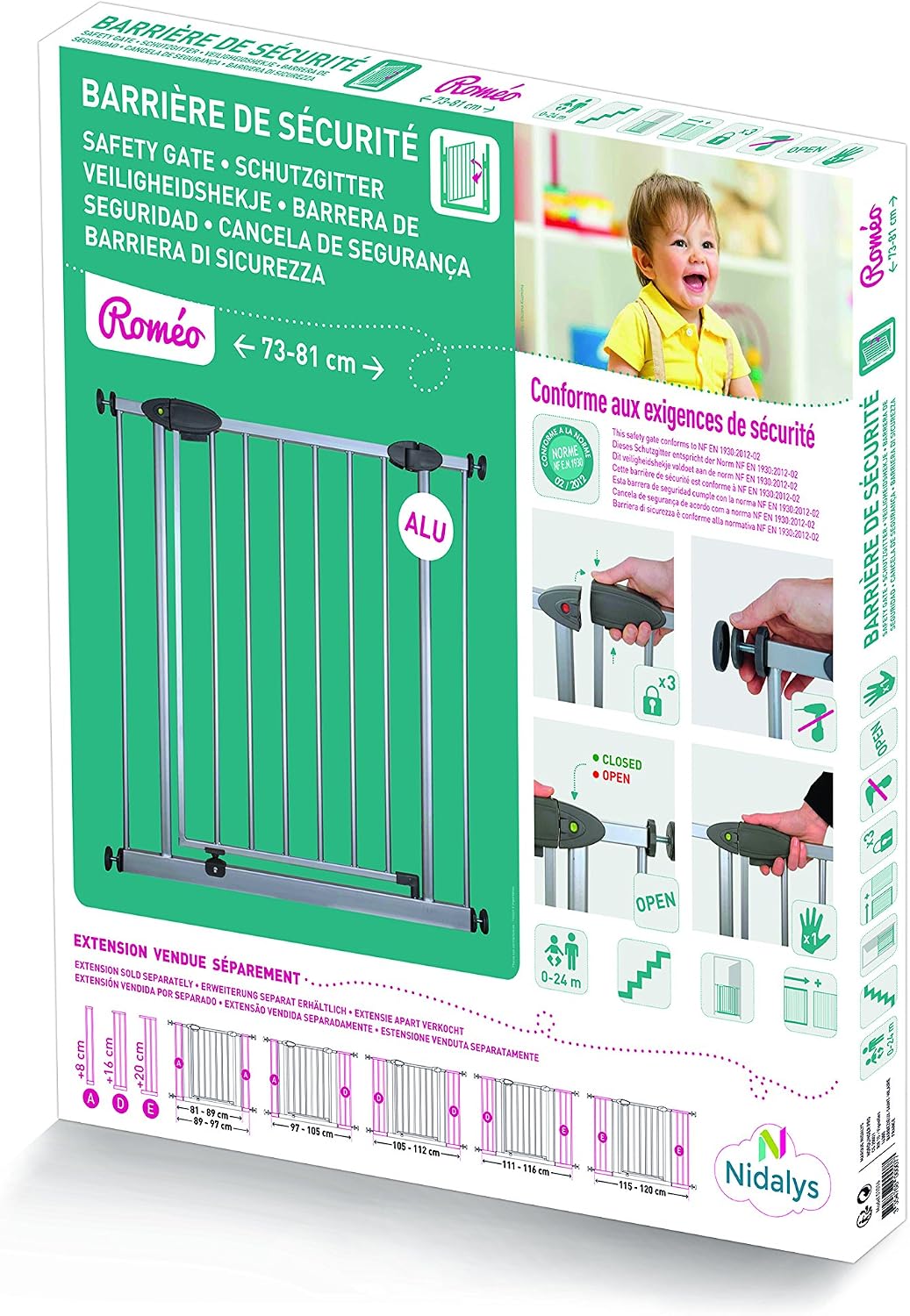 nordlinger Pro Pressure Safety Gate Metal Grey Aluminium - Image 3