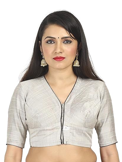 Women's V highneck Piping readymade blouse