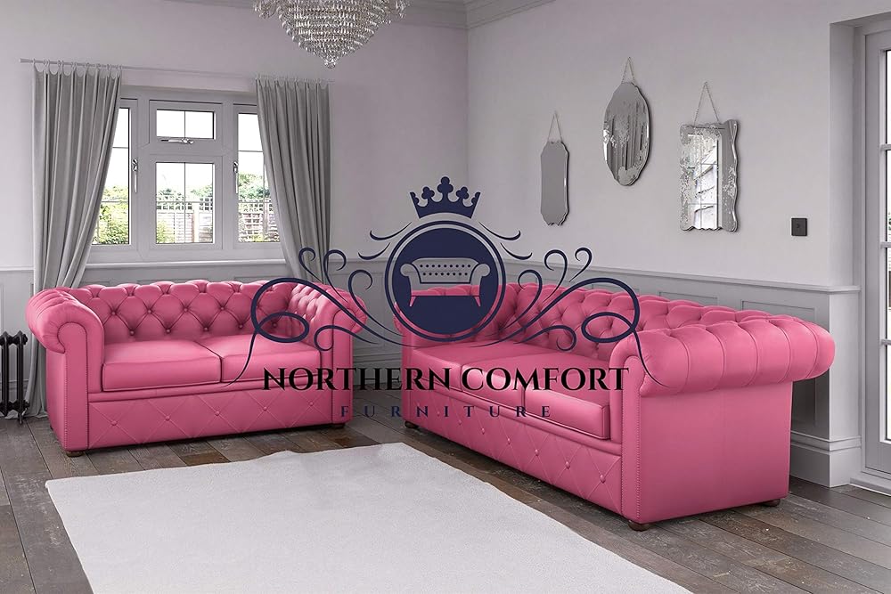 Chesterfield Sofa in Pink Bonded Leather Amazon.co.uk Handmade