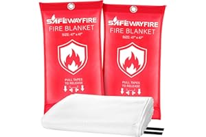 Safewayfire Emergency Fire Blanket - 2 Pack, 47'' x 47'' Fire Suppression Blanket for Kitchen, Fireproof Fiberglass Blanket for Home Safety, Swift Safe Fiberglass Fire Blankets