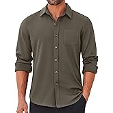 COOFANDY Mens Long Sleeve Wrinkle Free Shirts Casual Button Down Stretch Dress Shirt with Pocket
