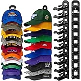 Hat Hook for Wall, 2 Pack Hat Organizer Hold up to 20 Hats,Hat Holder with Strong Adhesive and 8 Pack Screws, Cap Holder Hat Hangers for Wall Closet Door and Bedroom(B-Black)