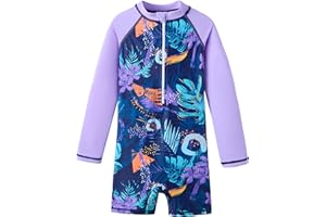 UMELOK Girls Long Sleeve Rash Guard One Piece Swimsuits with UV Protection Sunsuit