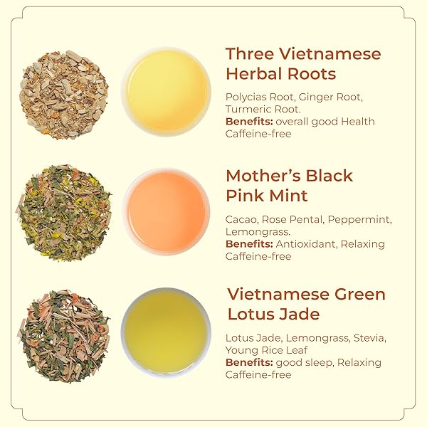SACHS TEA 1773 SINGLE ESTATE HERBAL TEA ASSORTMENT, TEA SAMPLER – 03 PREMIUM FULL LEAF HERBAL TEAS ( VIENAMESE HERBAL ROOTS, MOTHER’S MINT, GREEN LOTUS JADE) | FLAVOR NOTES (EARTHY, HERBACEOUS, VEGETAL) | SUGER-FREE, NON-GMO, KETO – (PACK OF 30 LARGE HANDCRAFTED SACHETS, 2.6OZ)