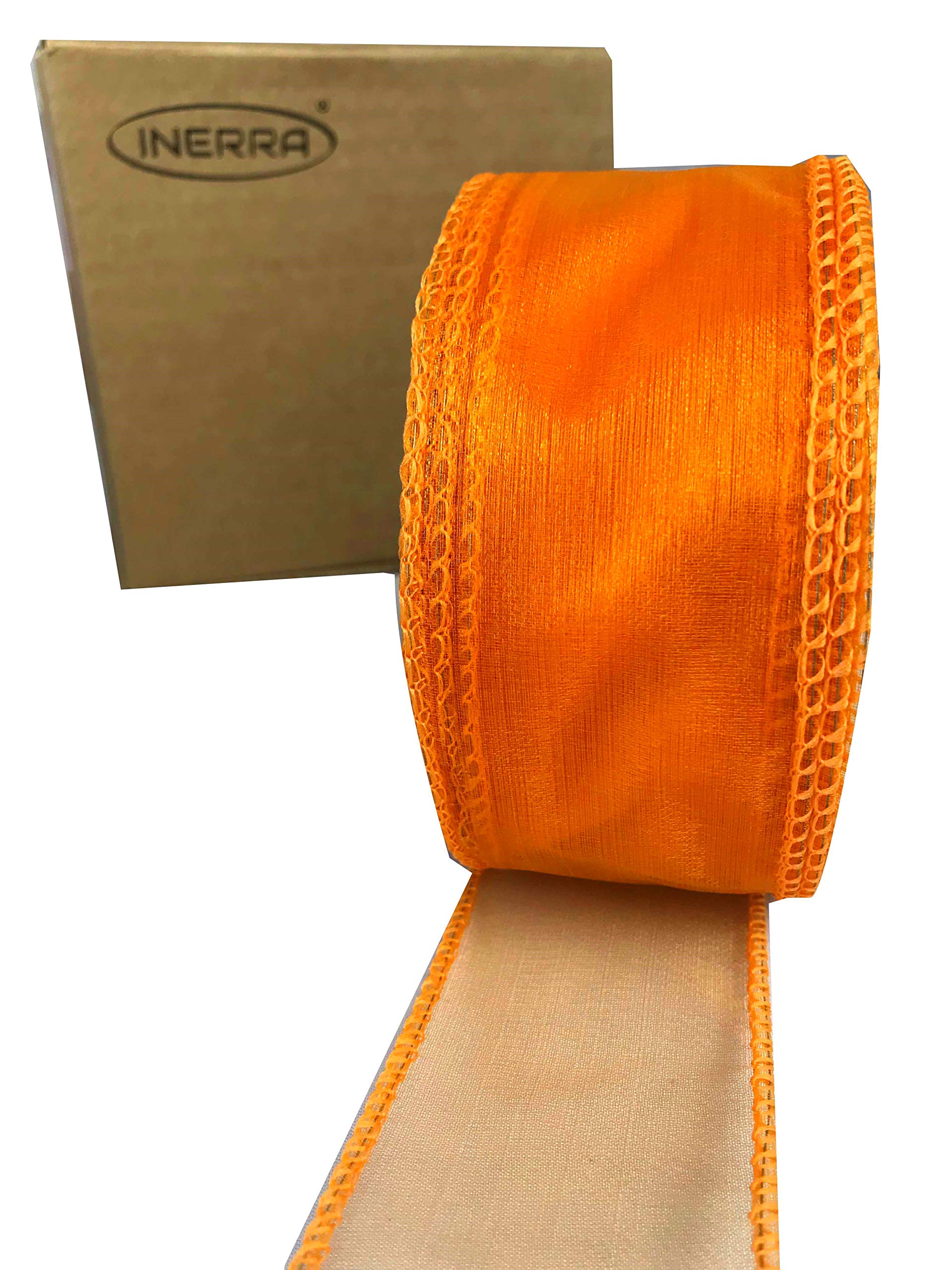 INERRA Chiffon Ribbon - Luxury Wired Edge 20 Metres x 50mm (Copper)