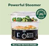 BELLA Two Tier Food Steamer 7.4 QT Auto Shutoff Stackable Baskets view 2