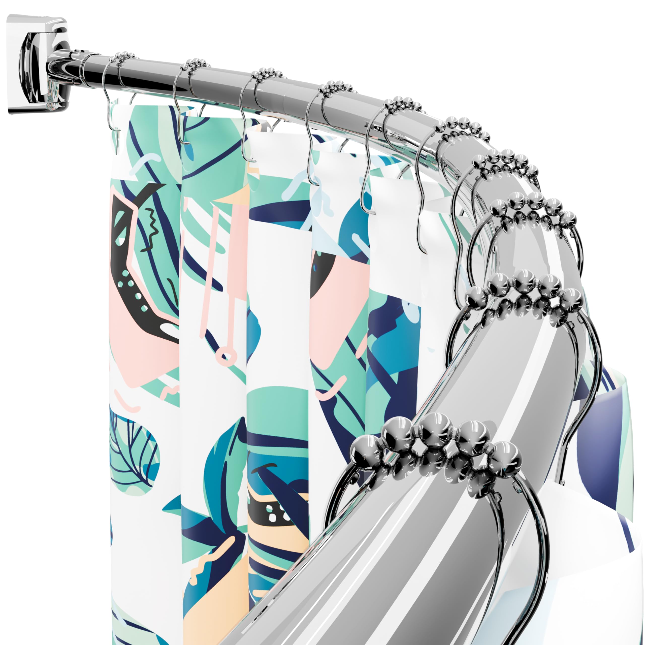 Photo 1 of DYHOME Curved Shower Curtain Rod 35-76 inches Adjustable Curved Shower Rod Rustproof Shower Rod Round Shower Curtain Rod for Bathroom, Bathtub, Stall, Stainless Steel, Need to Drill, Chrome