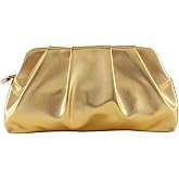 FanChris Evening Bag for Women Ruched Clutch Purse Detachable Metal Chain Crossbody Bag