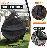 Icetimer Egg Chair Cover - Waterproof, Windproof, Heavy Duty 190x115cm view 6