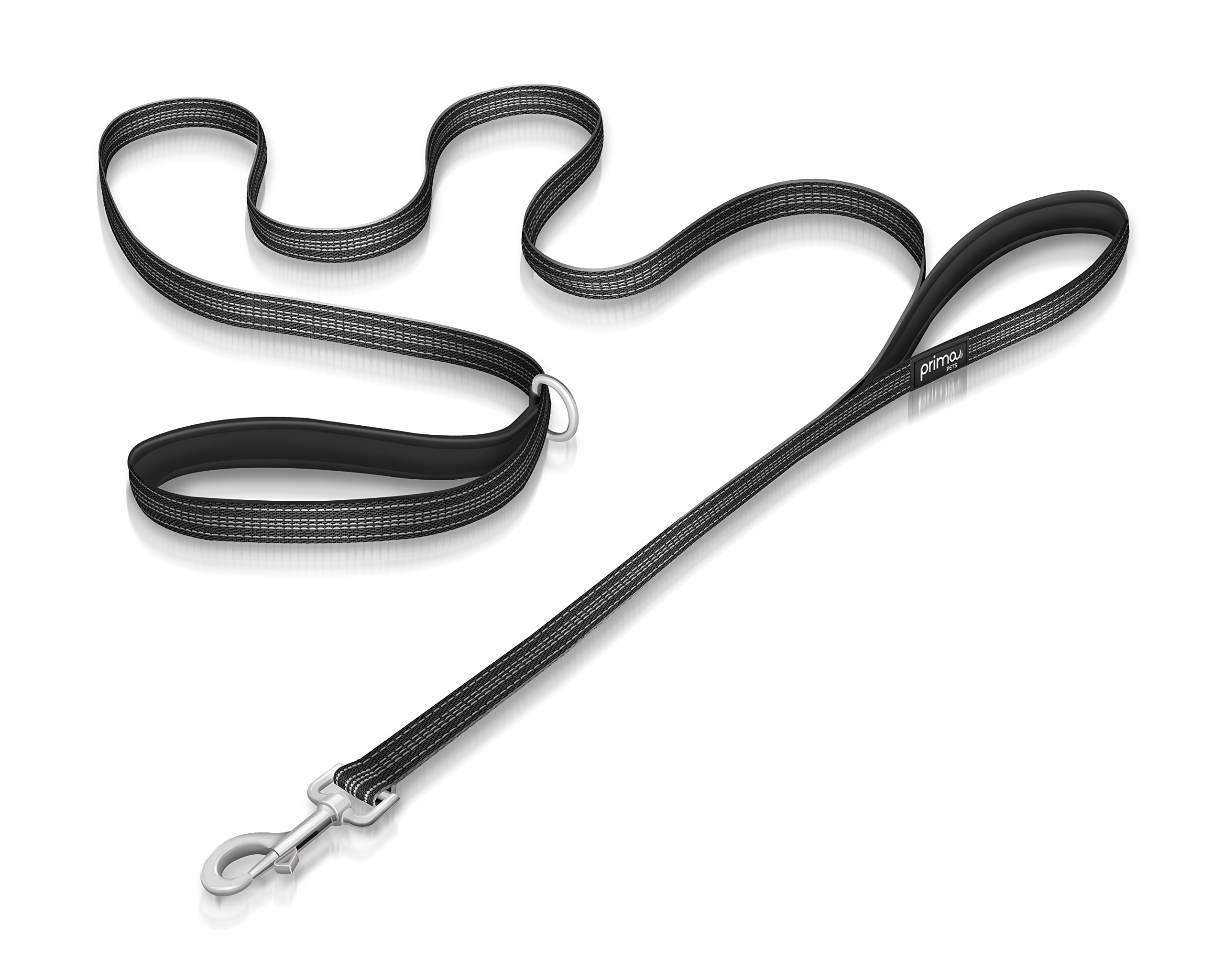 Reflective 180 cm Nylon Dog Lead with Padded Double Handles, Heavy Duty with Thick Neoprene Dual Handles for Control Safety Training Durable Traffic Handle, 2 Handles (SMALL – 1.5 cm Width, BLACK)