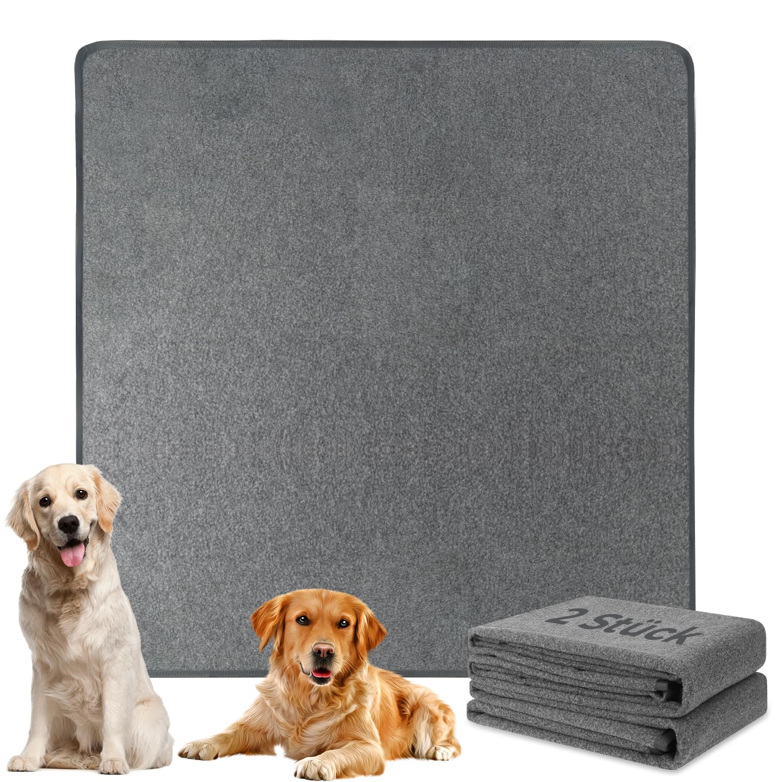 SDLDEER Washable Dog Pee Pads, 2 Pack 122 cm x 122 cm Washable Puppy Training Pads, Non-Slip, Super Absorbent Puppy Pads, PIPI Pads for Puppies, Kittens, Guinea Pigs
