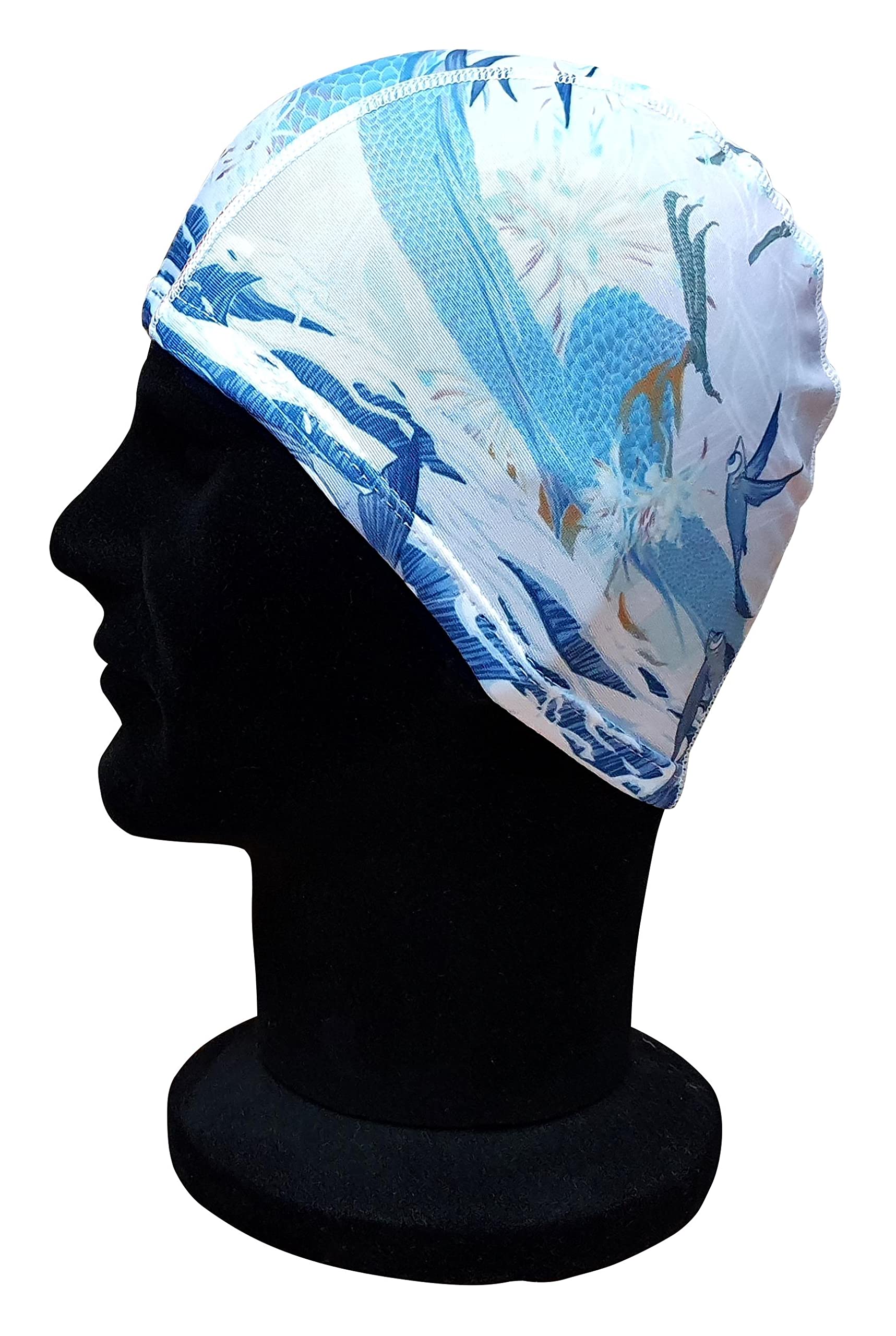 Blue Reef Stunning Asian Oriental Art Inspired Graphic Designs Spandex Elasticated Pull On Swim Cap For All Ages 3+ Years (Sea Serpent)