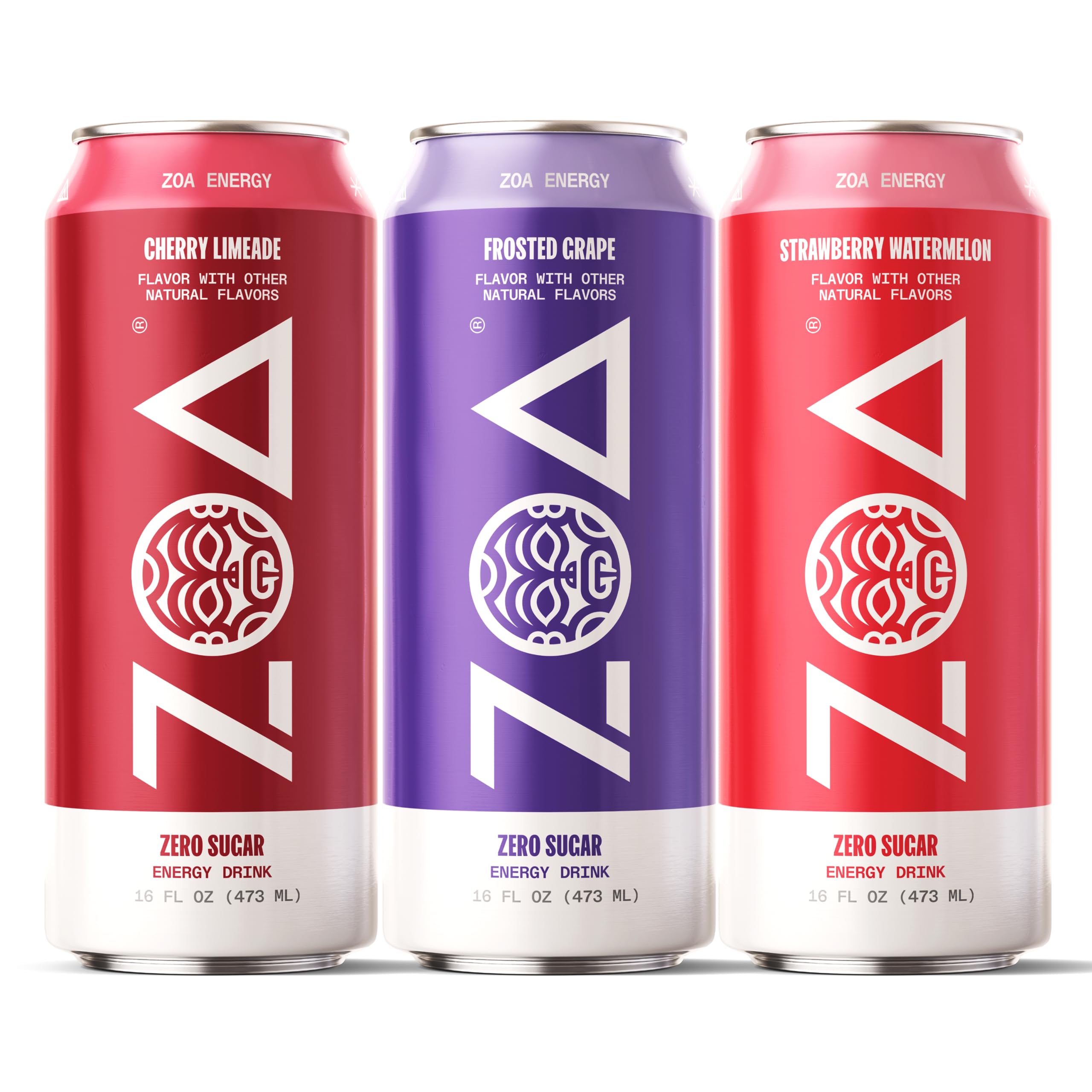 ZOA Sugar Free Energy Drink Bundle Frosted Grape, Cherry Limeade