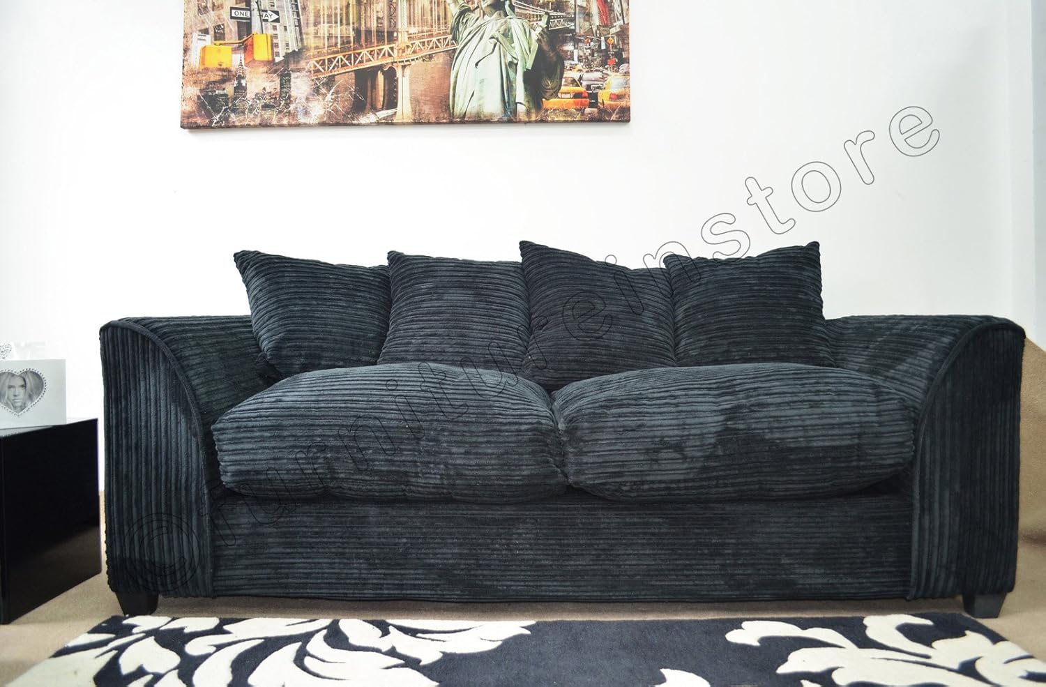 Dolamaní 2-3 Sitzer Sofa Cord Stoff Grau - Modulares Ecksofa Mit Hocker