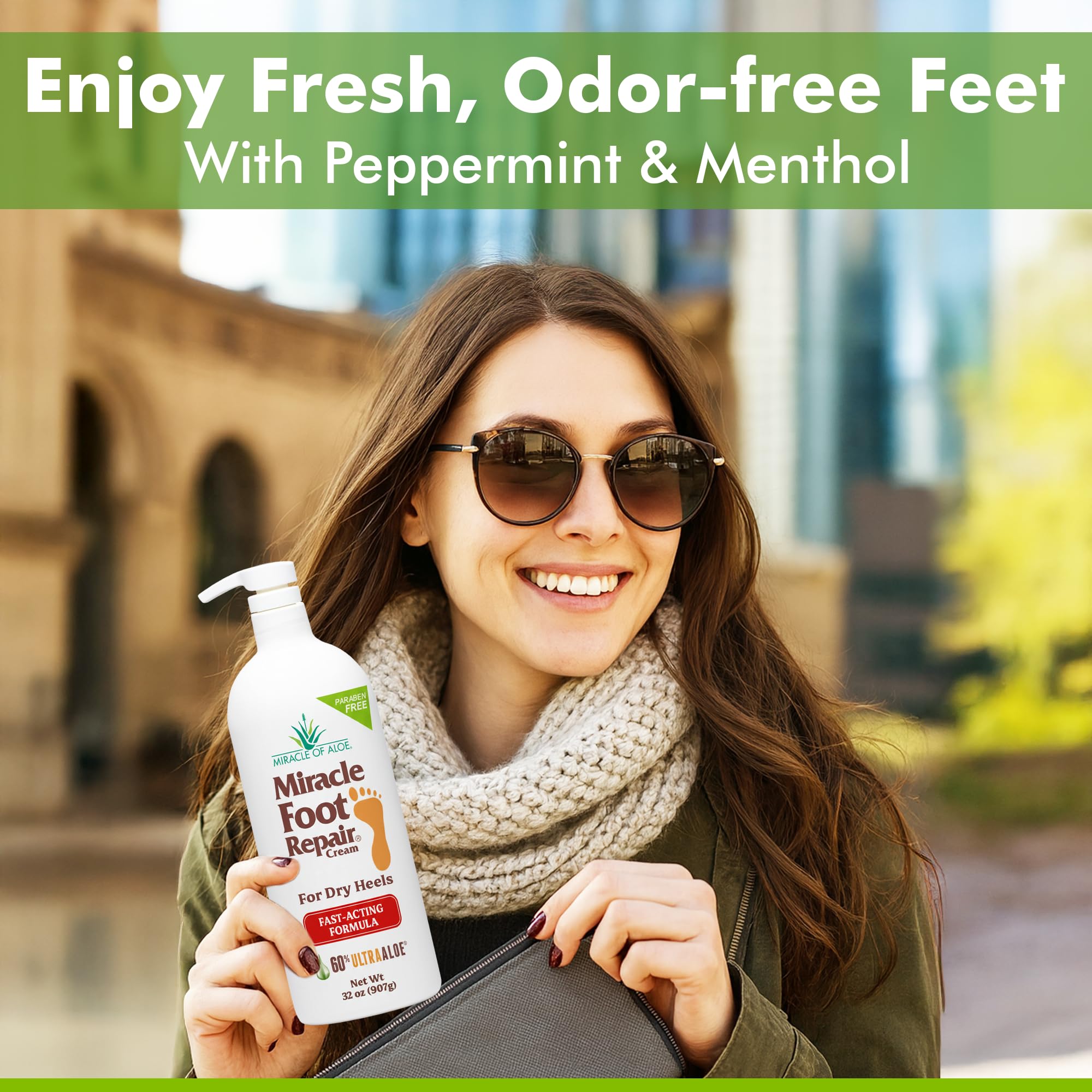 Miracle Foot Repair Cream (32 oz) Repairs Dry Cracked Heels and Feet, 60% Pure UltraAloe Moisturizes, Softens, and Repairs