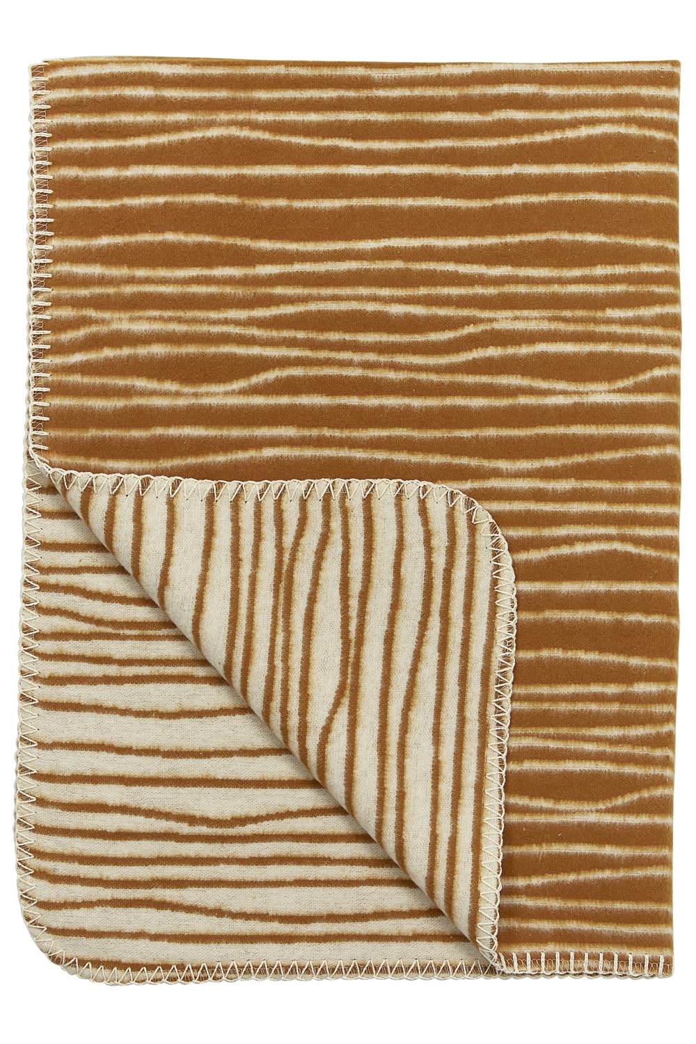 Meyco 1831057 Cot Blanket Flannel Stripes 75 x 100 cm Camel/Off-White