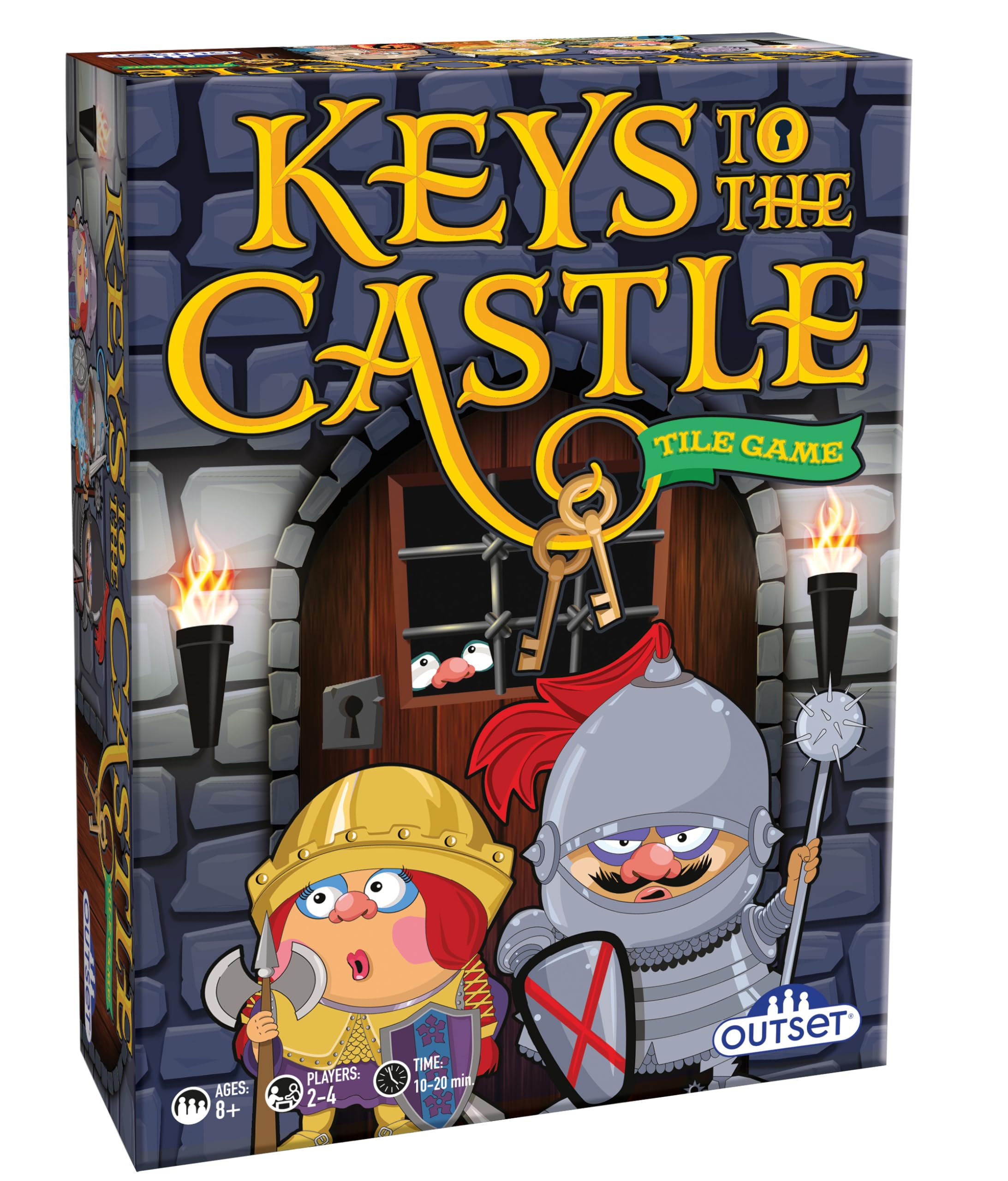 Outset Media Keys to The Castle - Includes 54 Cards and 40 Tiles to Build a Castle for You and Fellow Knights to Race to The Finish Line - Ages 8+